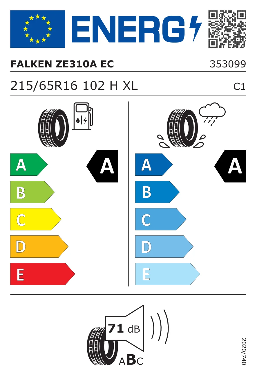 EU tyre label: Falken 215/65 R16 102H