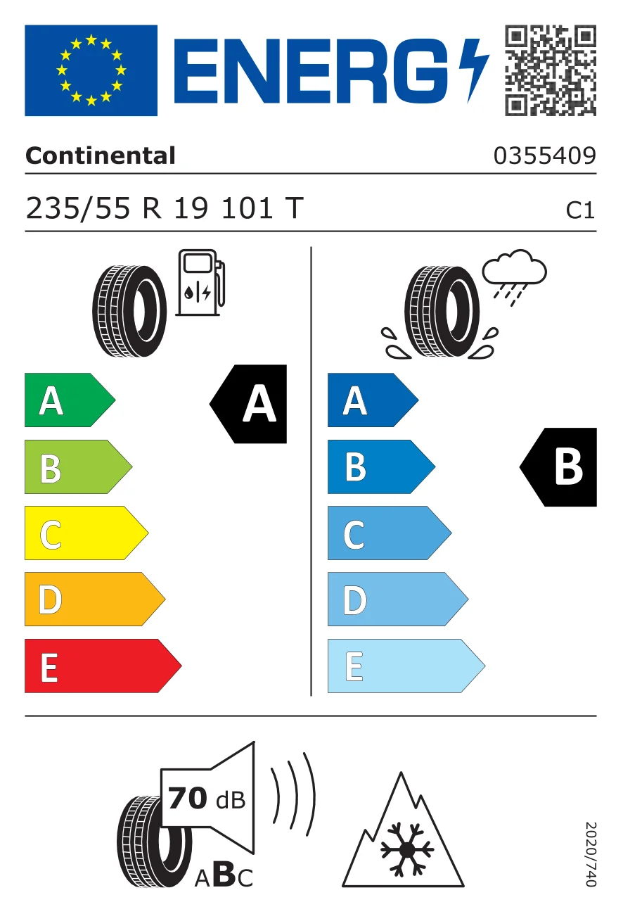 EU-bandenlabel: Continental 235/55 R19 101T