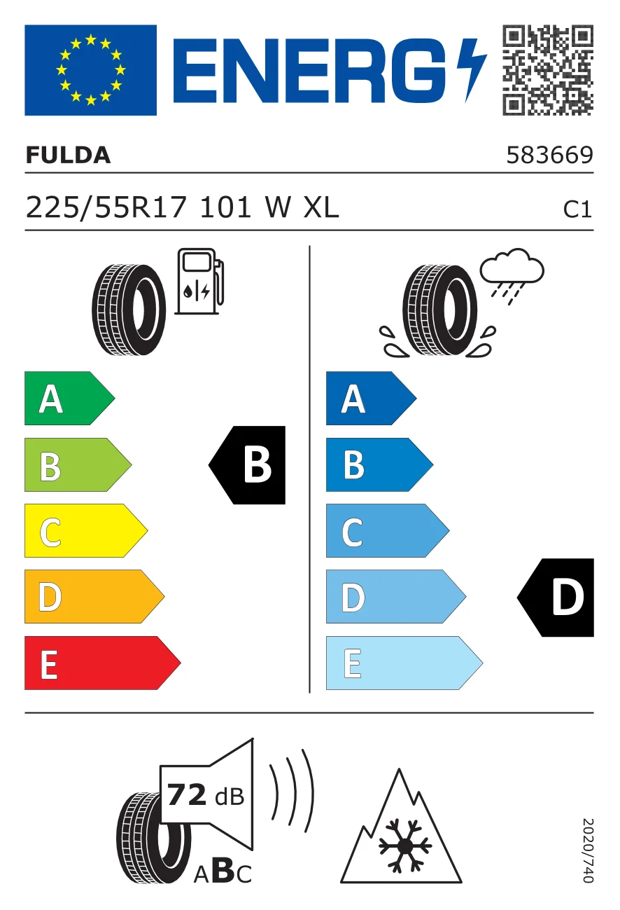 EU tyre label: Fulda 225/55 R17 101W