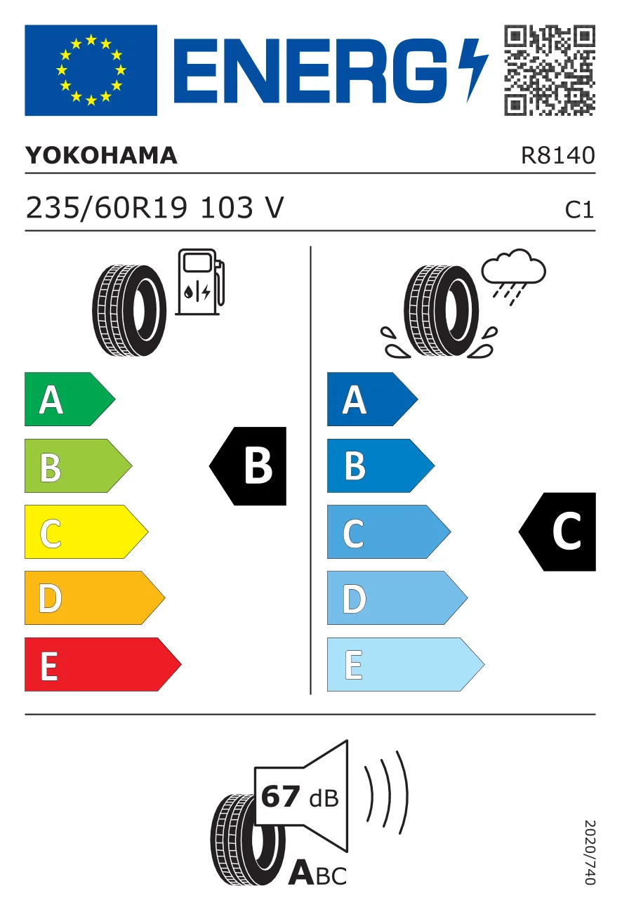 EU-däckmärkning: Yokohama 235/60 R19 103V