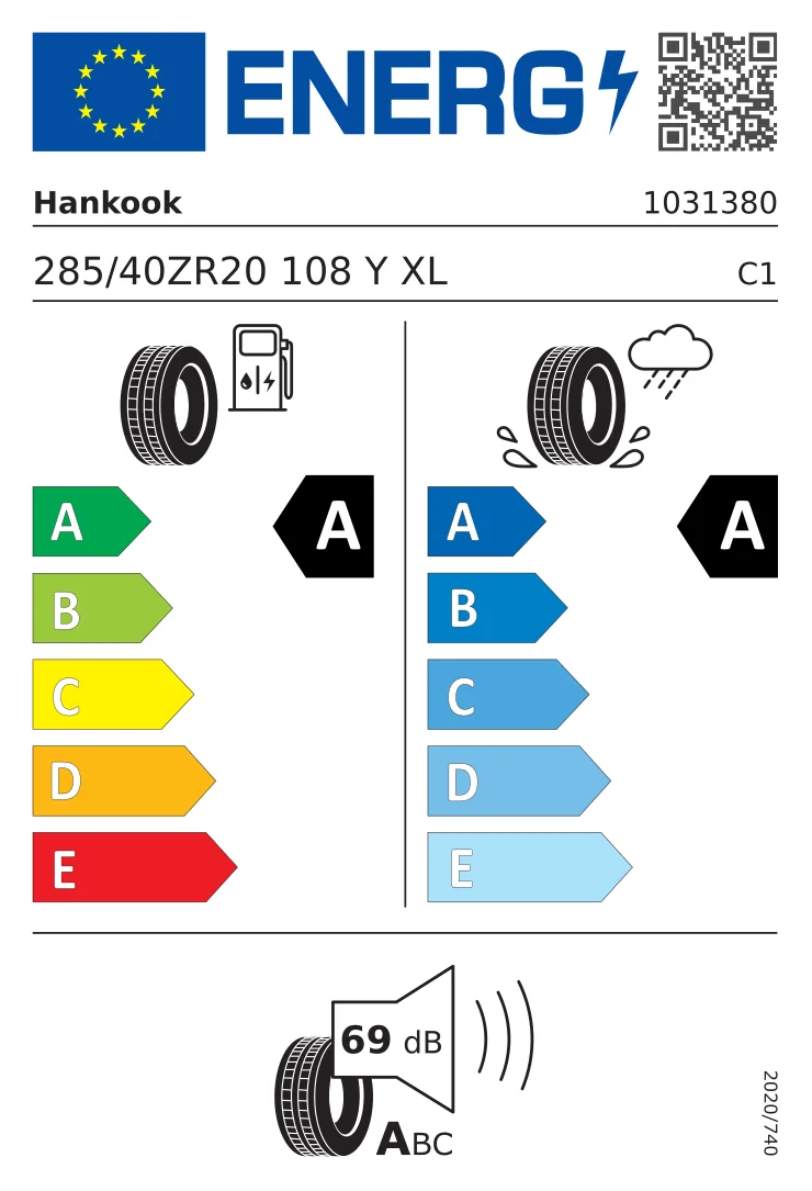 EU-Reifenlabel: Hankook 285/40 R20