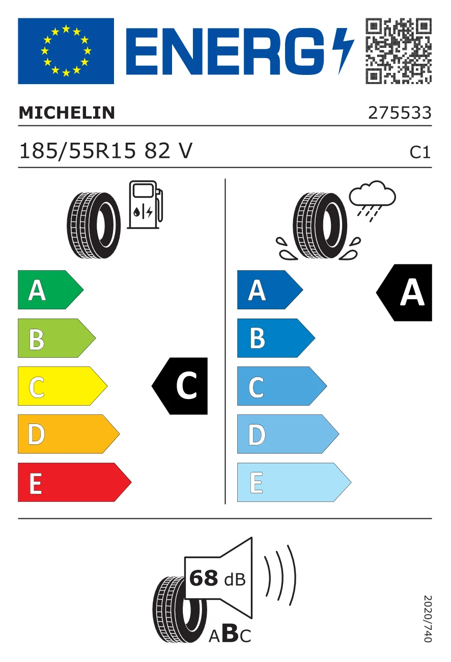EU-däckmärkning: MICHELIN 185/55 R15 82V