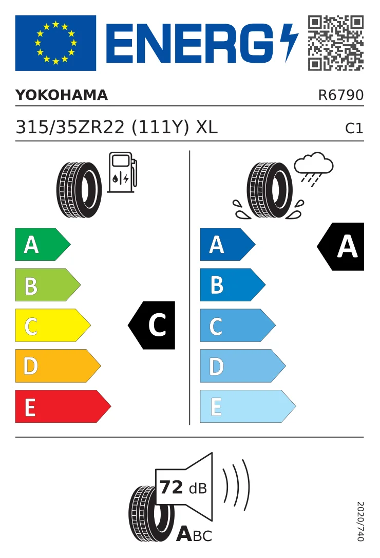 EU tyre label: Yokohama 315/35 R22 111Y