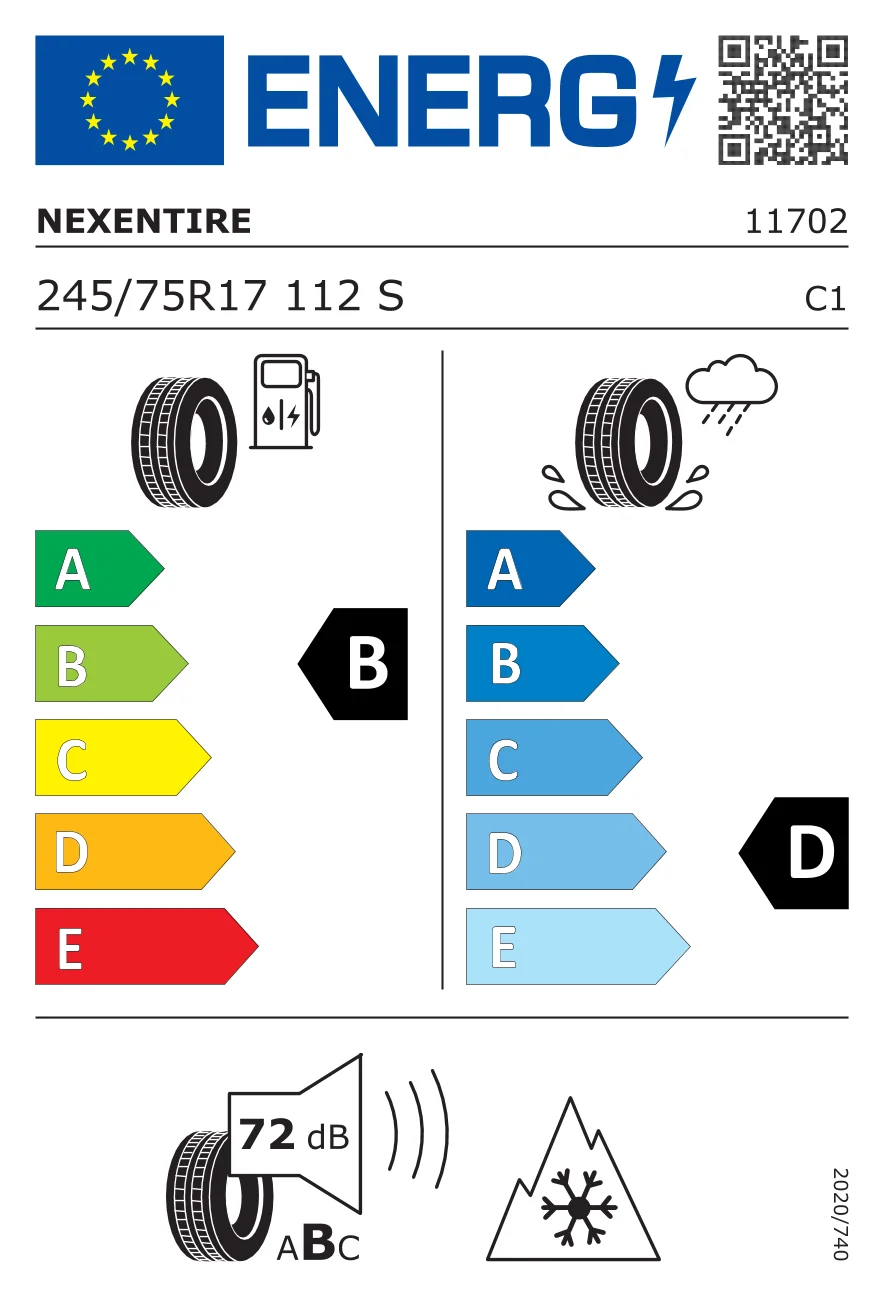 EU-däckmärkning: Nexen 245/75 R17 112S