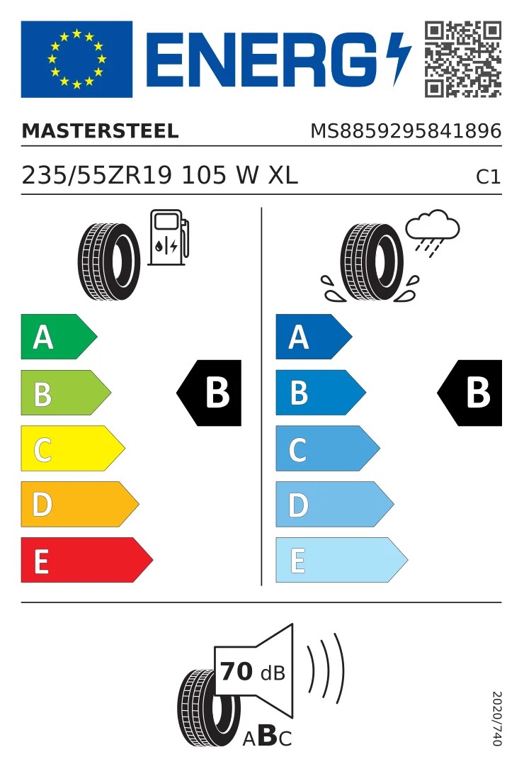 EU-bandenlabel: Mastersteel 235/55 R19 105W