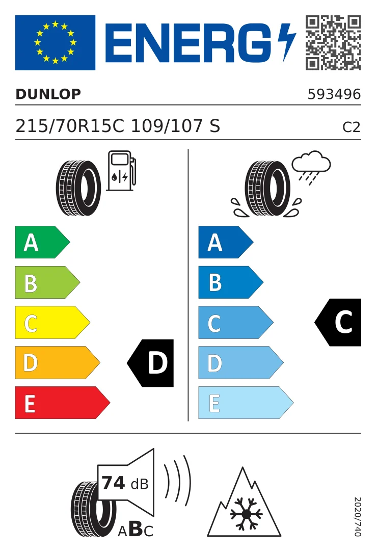 EU tyre label: Dunlop 215/70 R15