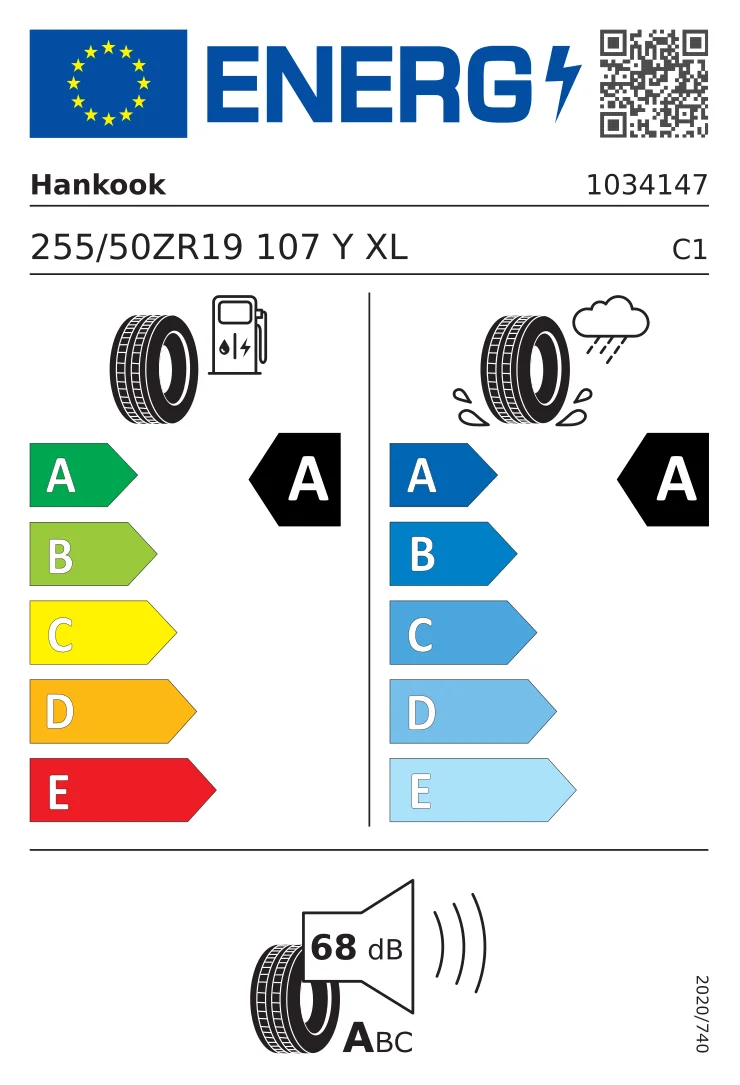 EU-däckmärkning: Hankook 255/50 R19