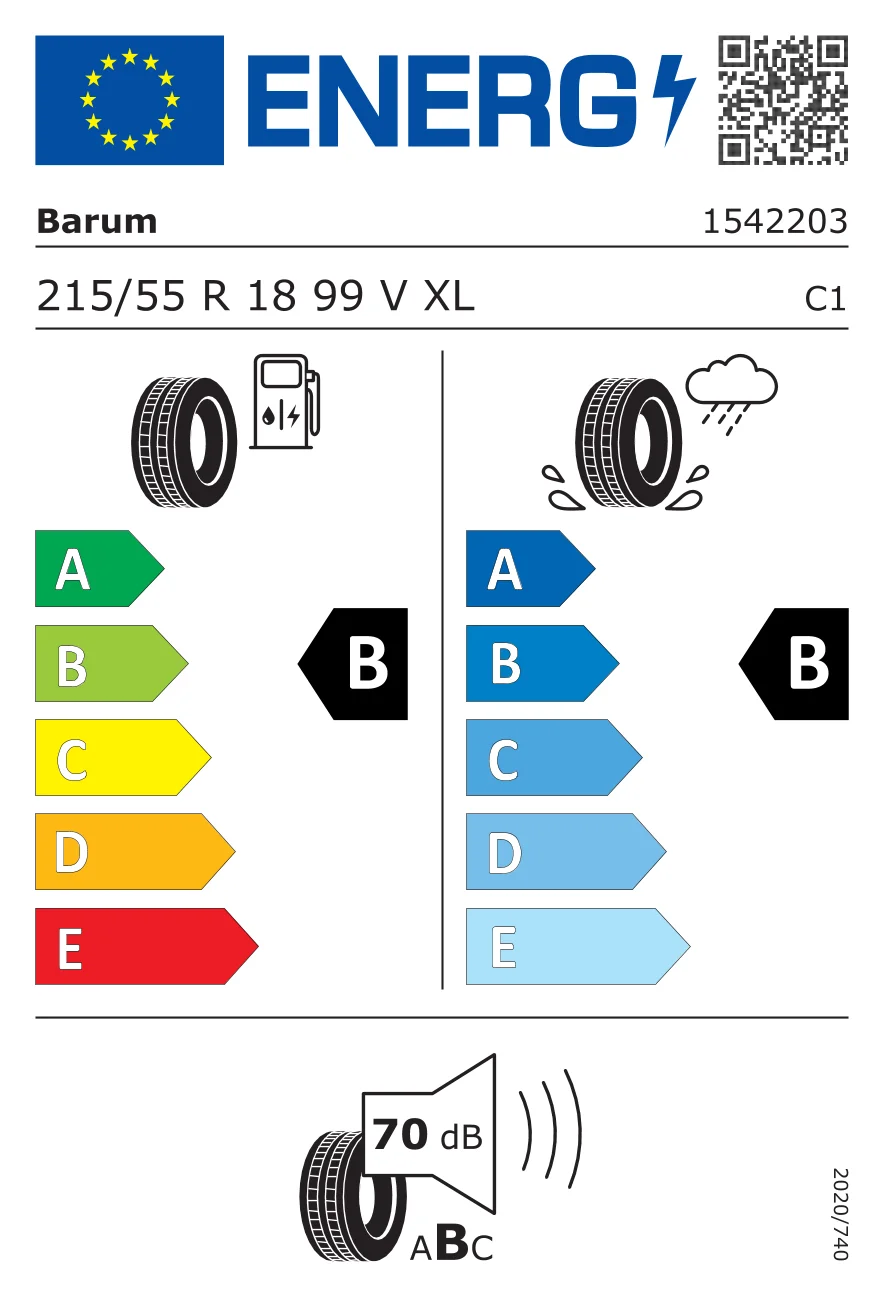 EU-däckmärkning: Barum 215/55 R18 99V