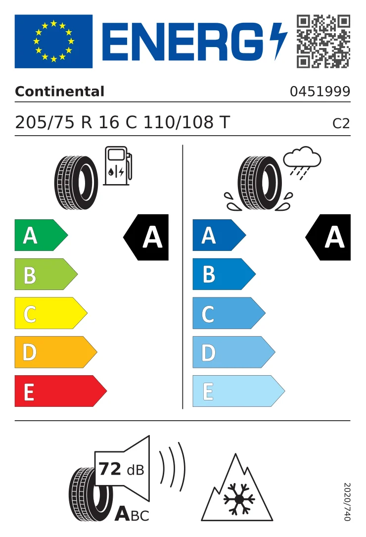 EU tyre label: Continental 205/75 R16