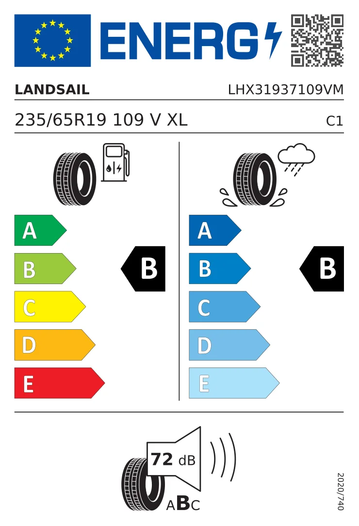 EU tyre label: Landsail 235/65 R19 109V