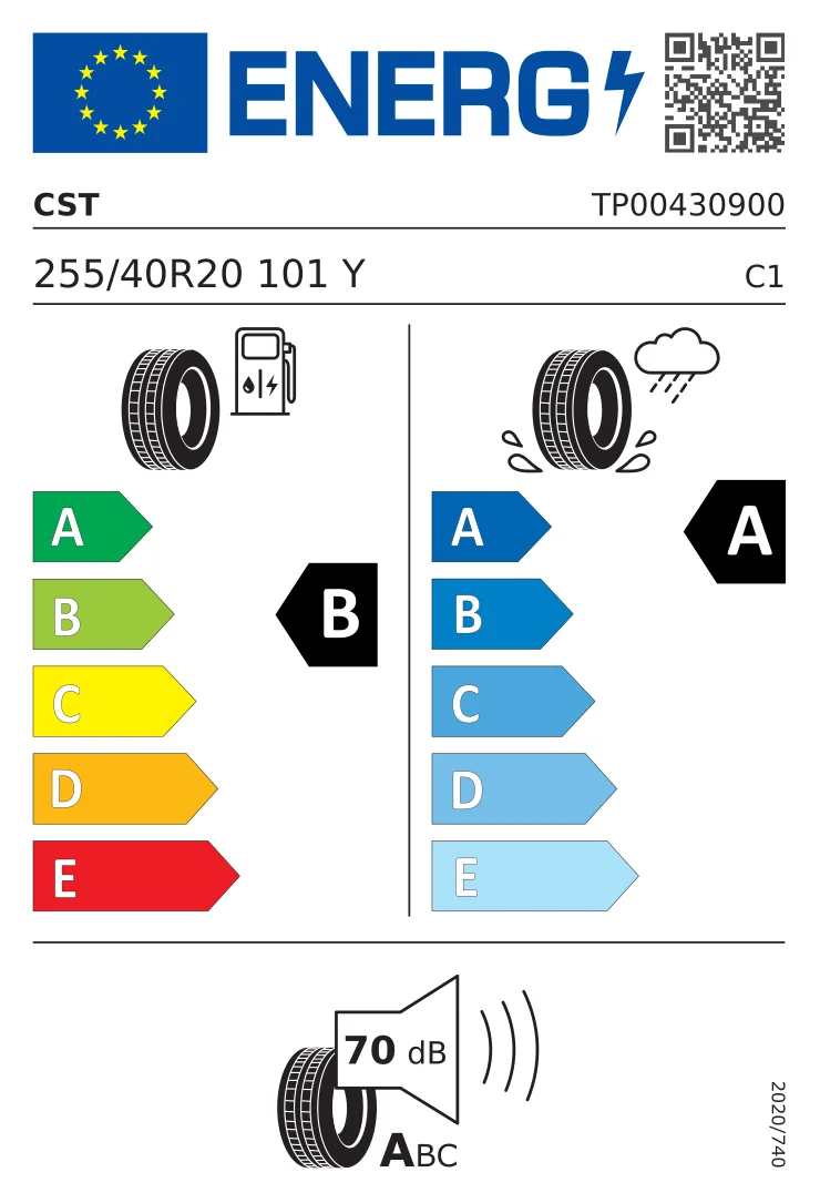 EU-däckmärkning: CST 255/40 R20 101Y