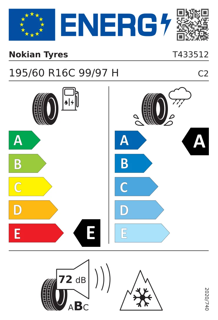 EU-däckmärkning: Nokian Tyres 195/60 R16