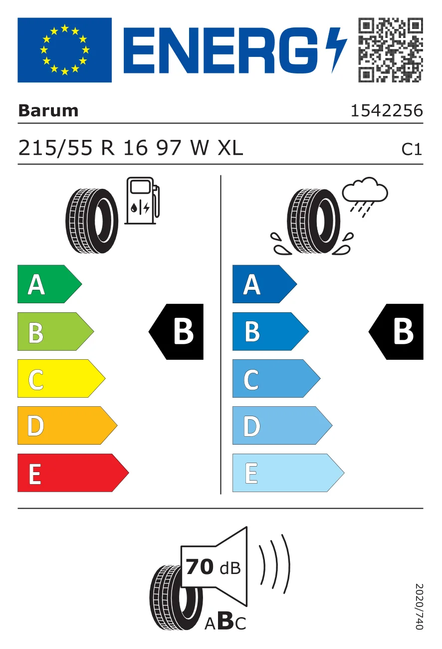 EU-däckmärkning: Barum 215/55 R16 97W