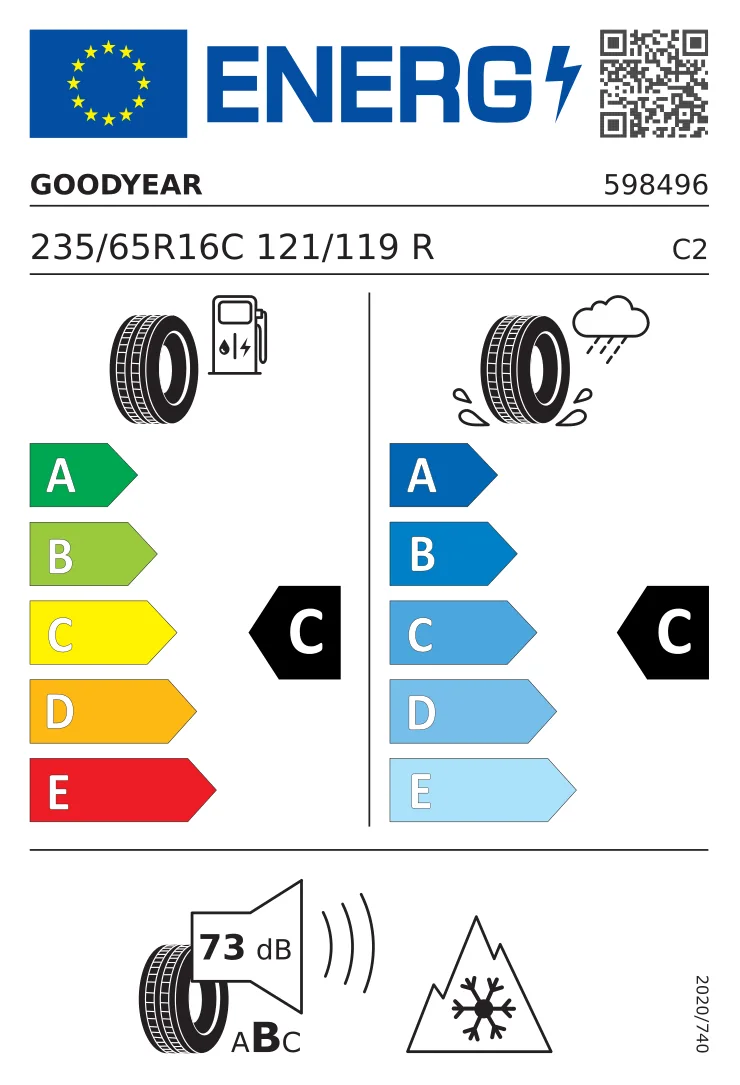 EU-bandenlabel: Goodyear 235/65 R16 121R