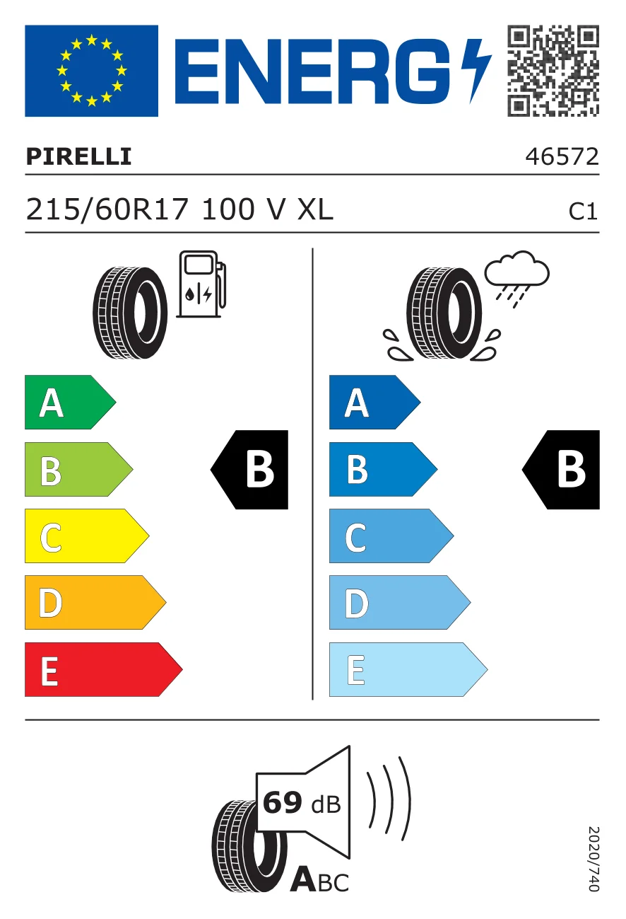EU-däckmärkning: Pirelli 215/60 R17 100V