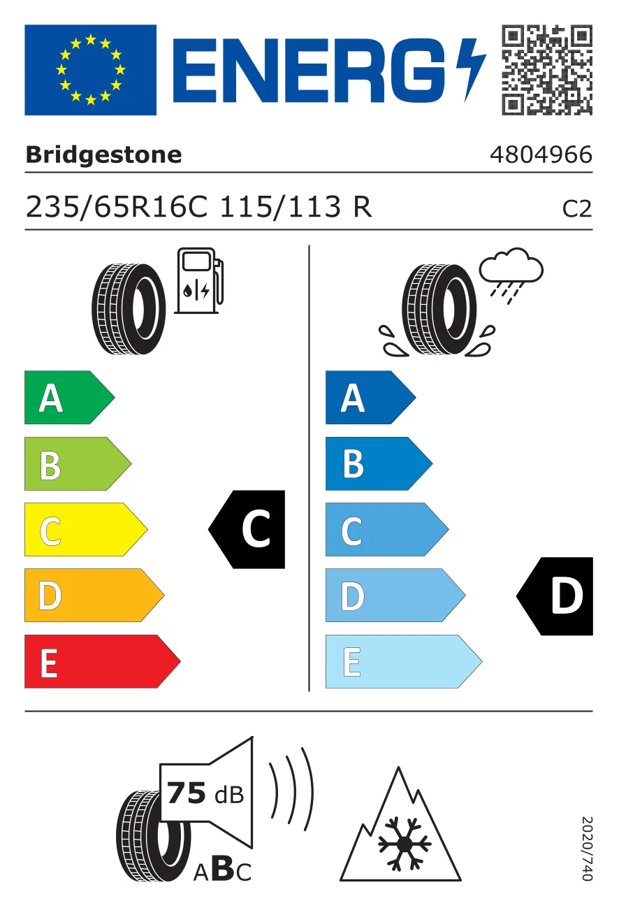 EU-däckmärkning: Bridgestone 235/65 R16 115R