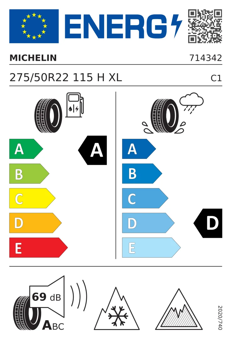 EU-däckmärkning: MICHELIN 275/50 R22 115H