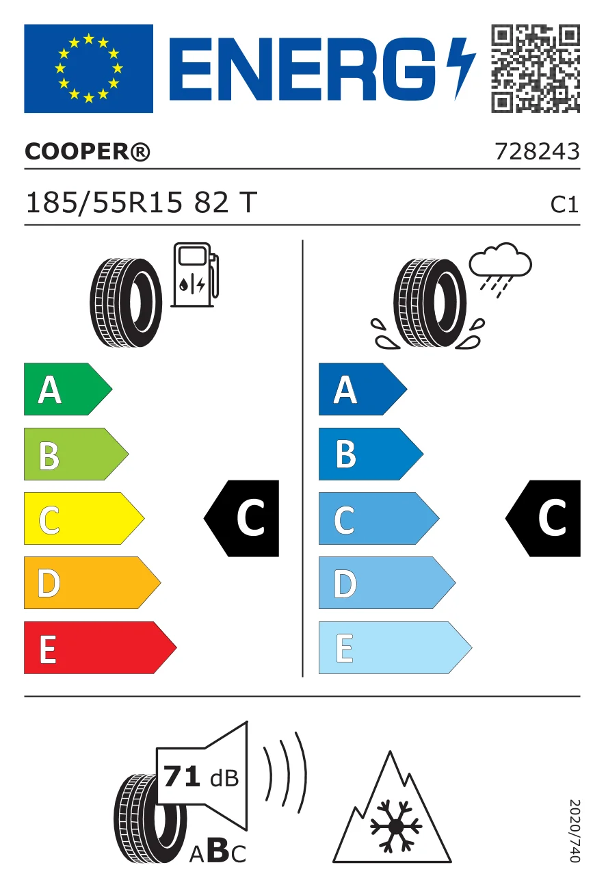 EU-däckmärkning: Cooper 185/55 R15 82T