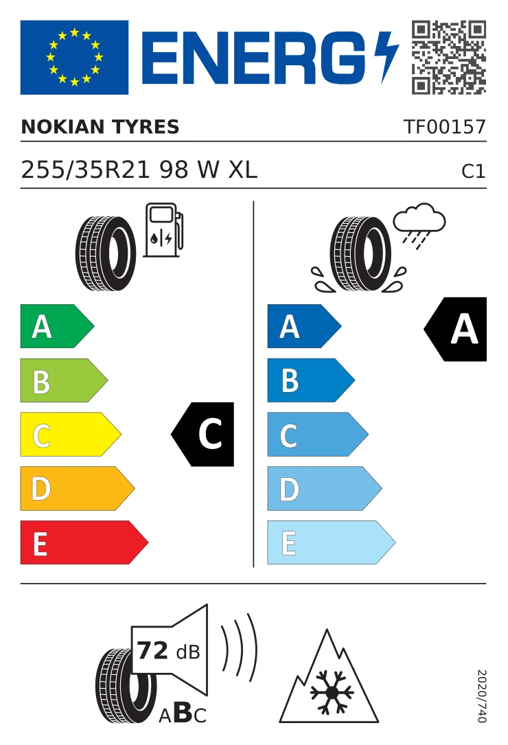 EU-bandenlabel: Nokian Tyres 255/35 R21 98W