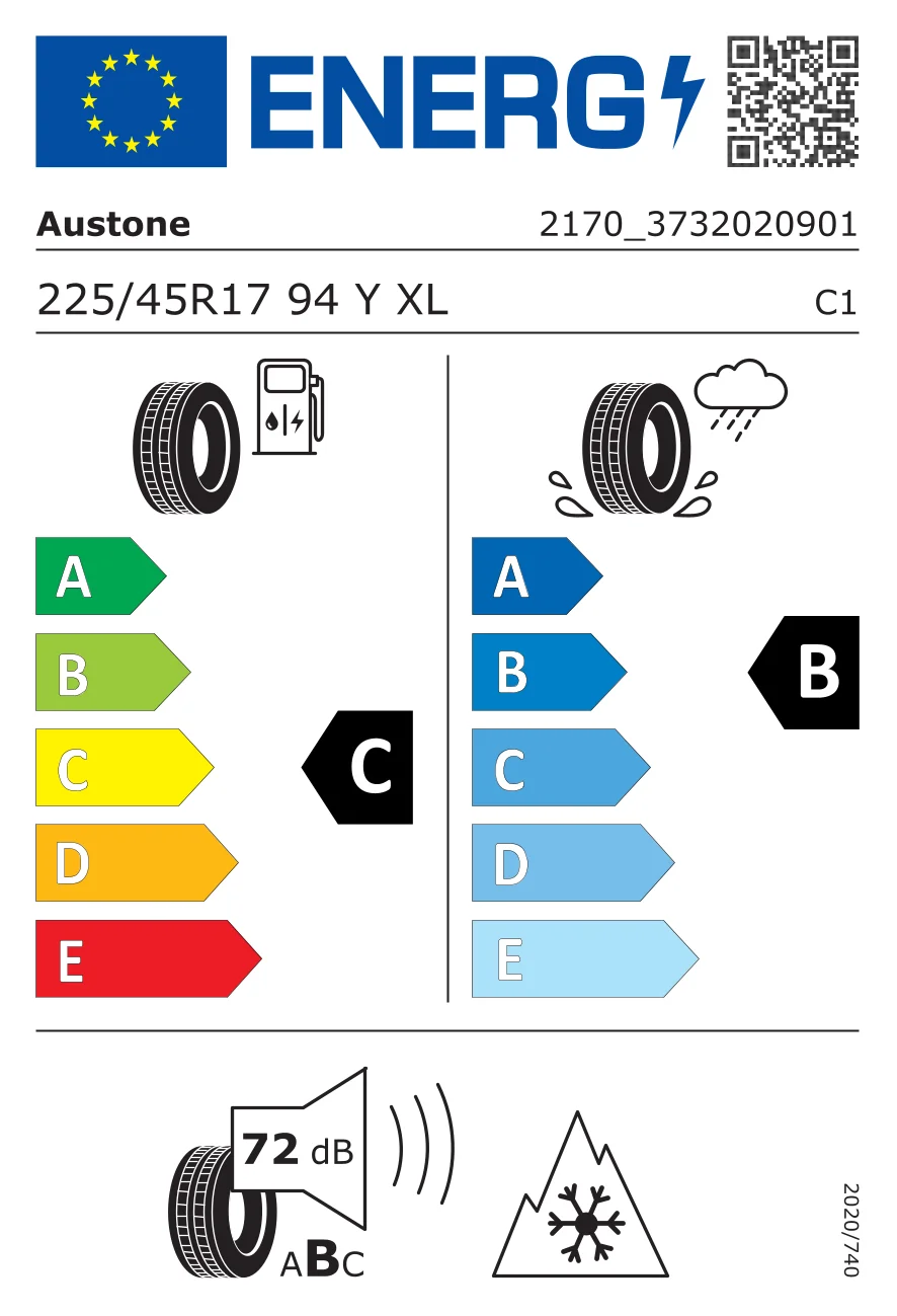 EU tyre label: Austone 225/45 R17 94Y