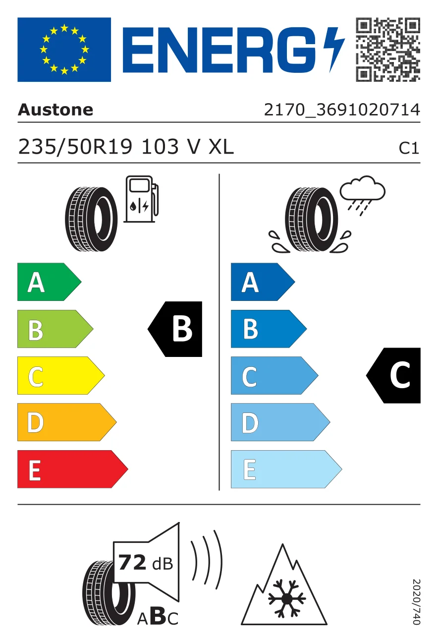 EU-däckmärkning: Austone 235/50 R19 103V