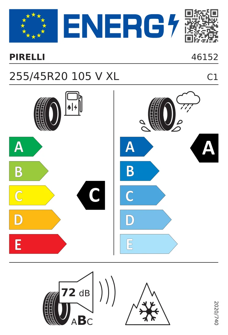 EU-Reifenlabel: Pirelli 255/45 R20 105V