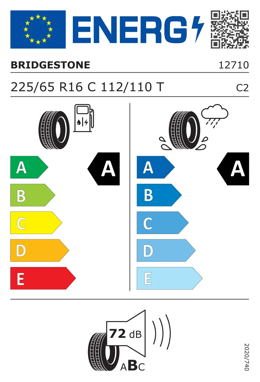 EU-däckmärkning: Bridgestone 225/65 R16 112T