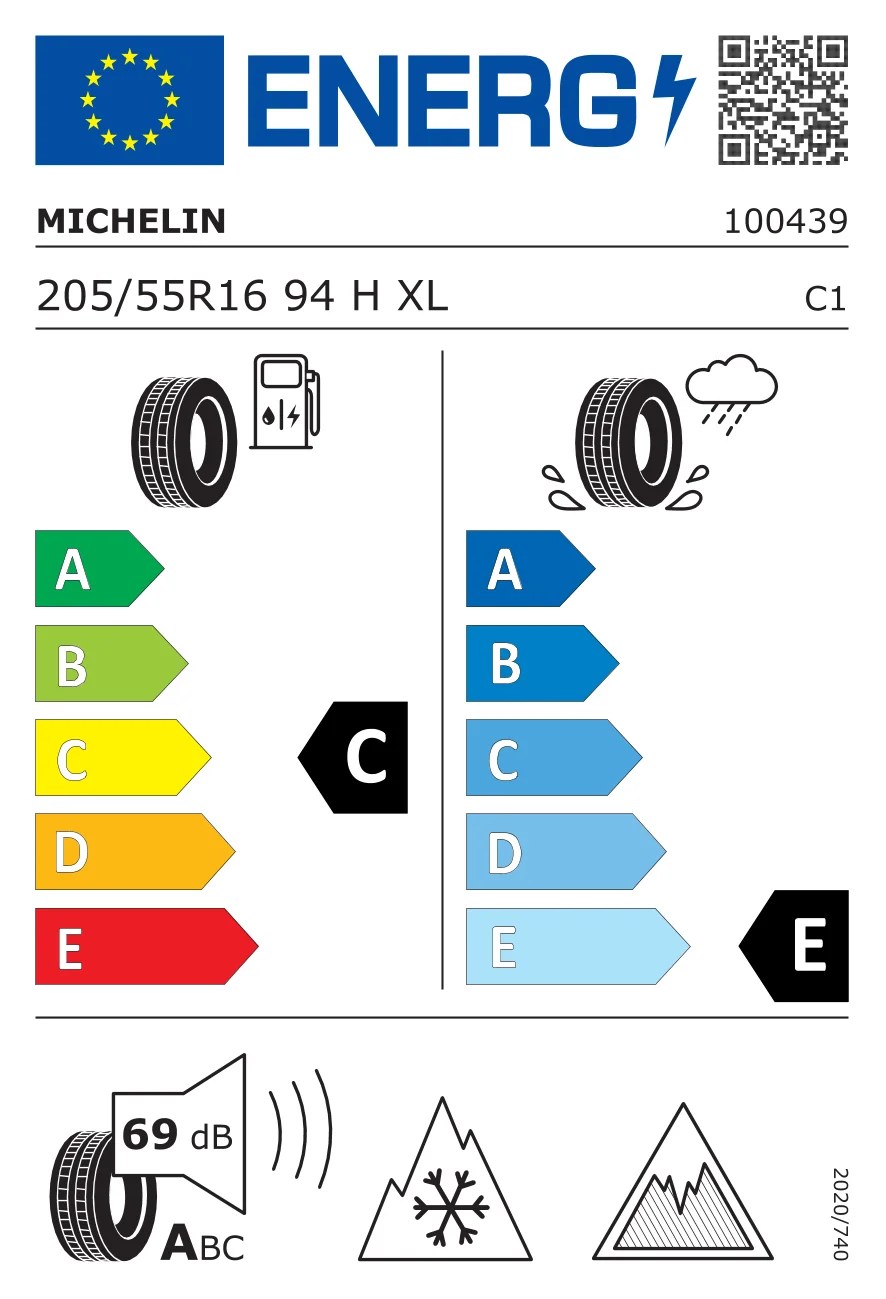 EU-däckmärkning: MICHELIN 205/55 R16 94H