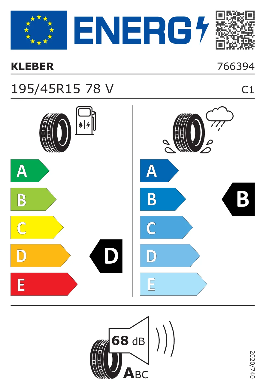 EU-däckmärkning: KLEBER 195/45 R15 78V