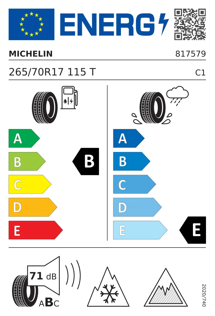 EU-däckmärkning: MICHELIN 265/70 R17 115T
