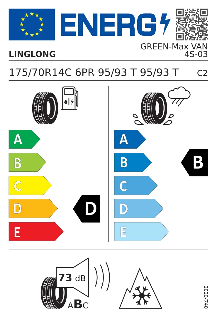 EU-däckmärkning: Linglong 175/70 R14 95T