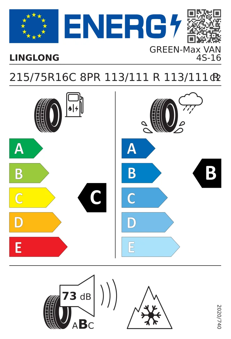 EU tyre label: Linglong 215/75 R16 113R