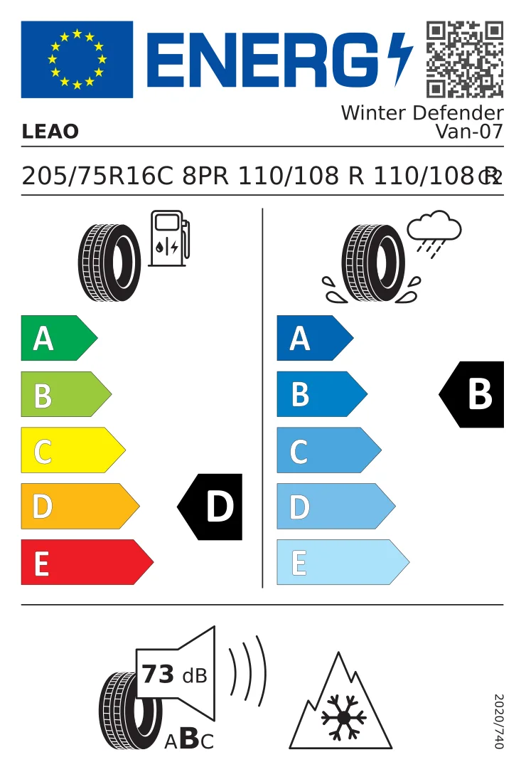 EU-däckmärkning: Leao 205/75 R16 110R