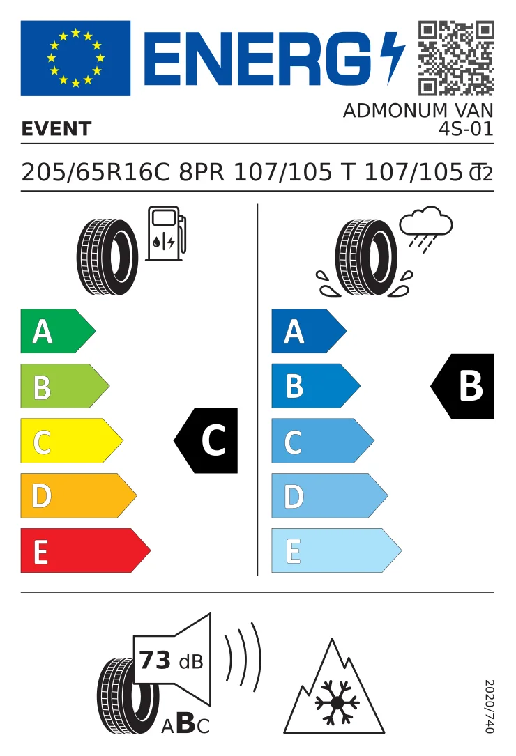 EU tyre label: Event Tyre 205/65 R16 107T