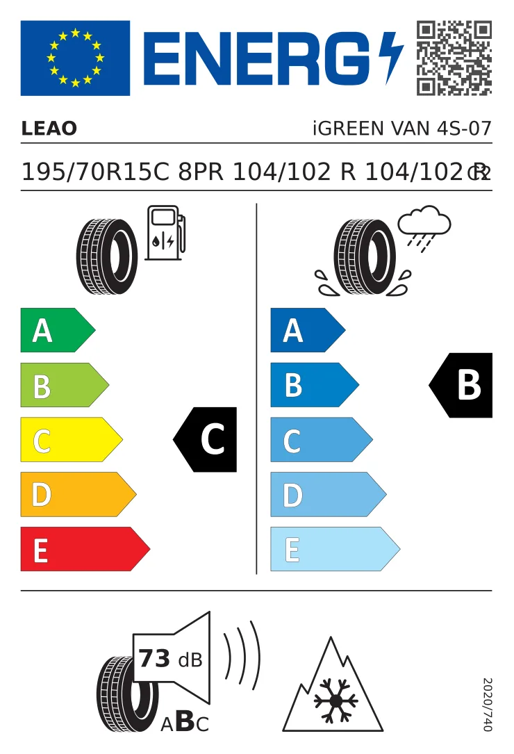 EU-däckmärkning: Leao 195/70 R15 104R