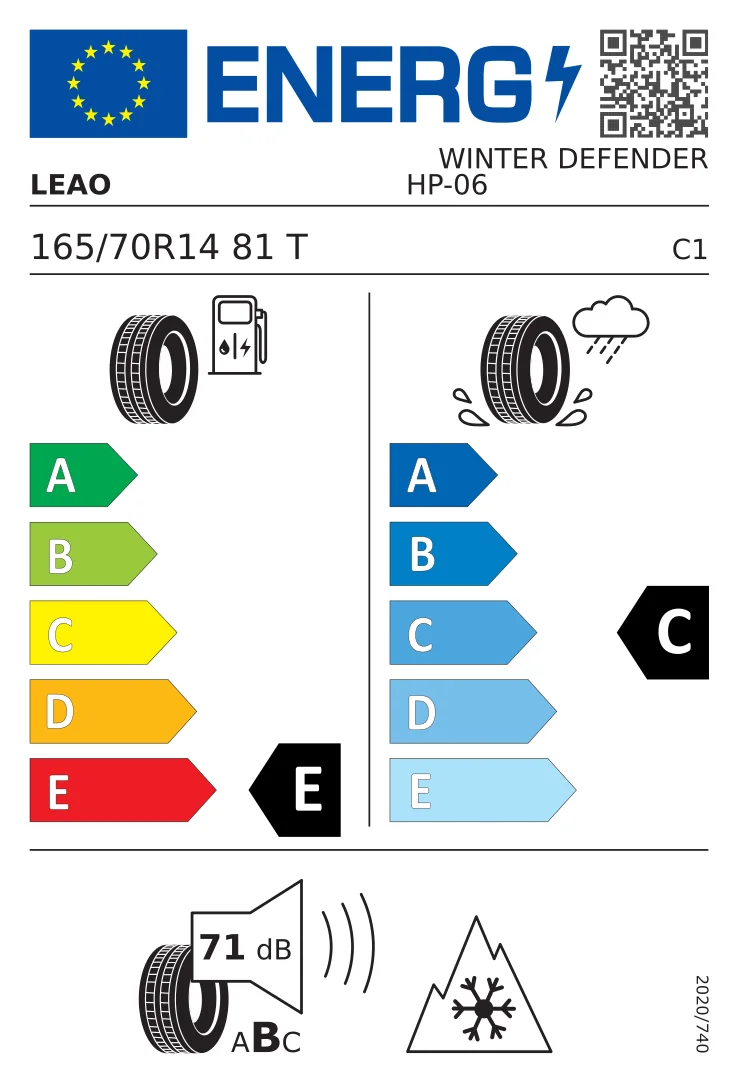 EU-däckmärkning: Leao 165/70 R14 81T