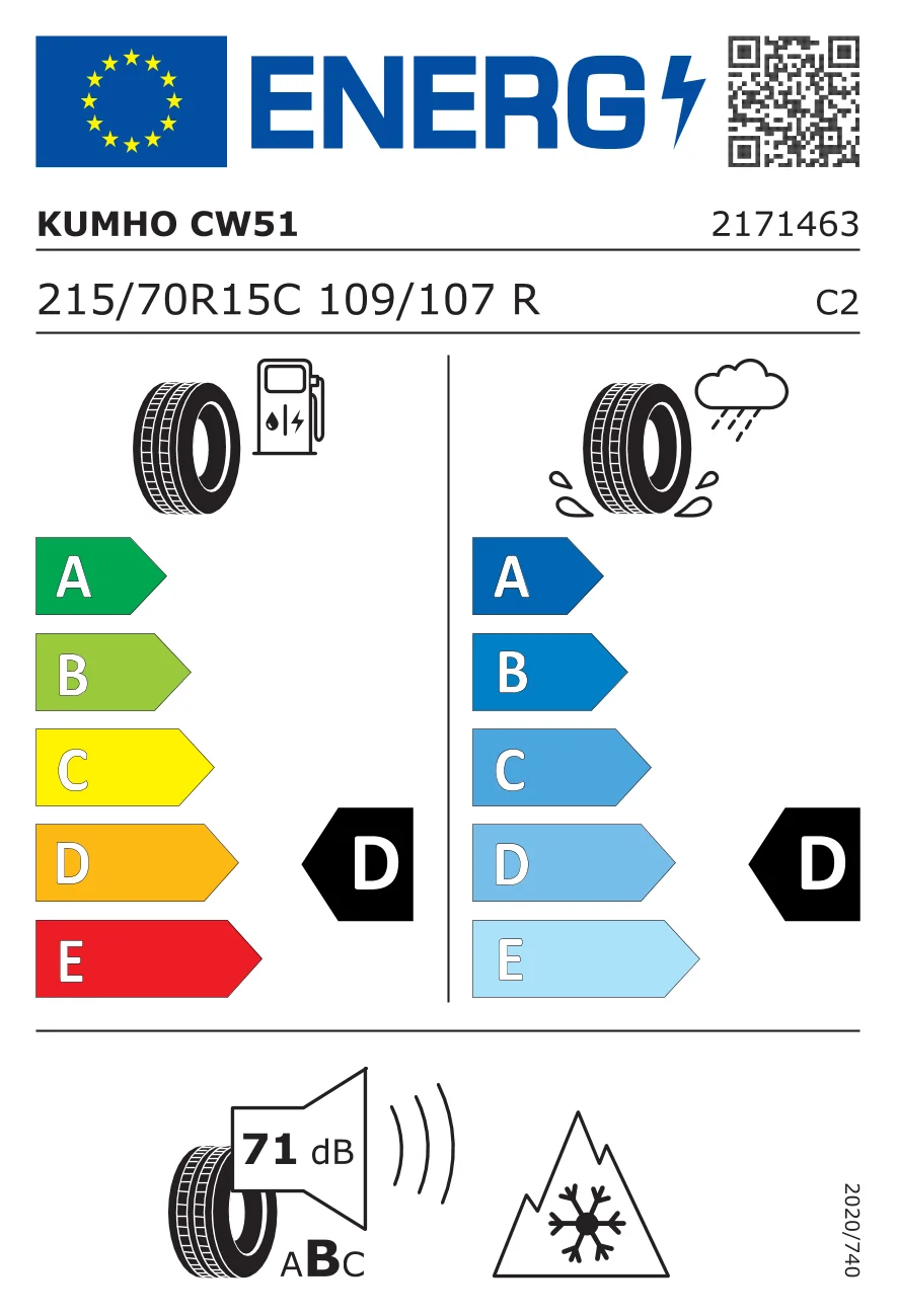 EU-däckmärkning: Kumho 215/70 R15 109R