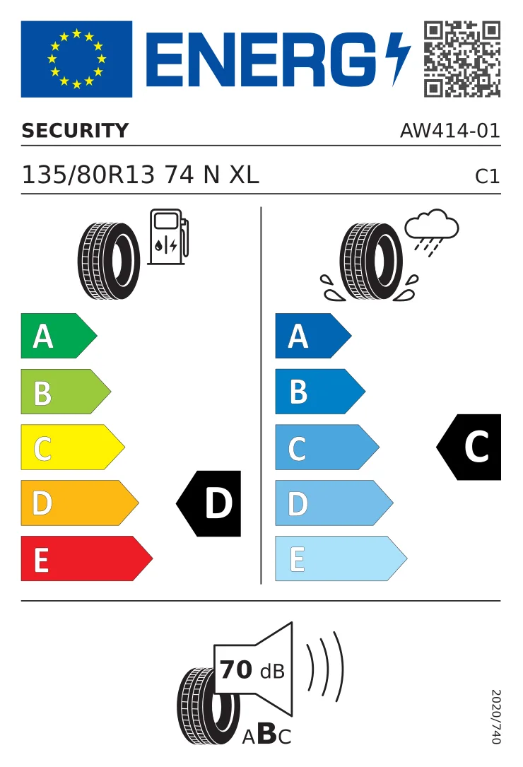 EU-dækmærkat: Security 135/80 R13 74N
