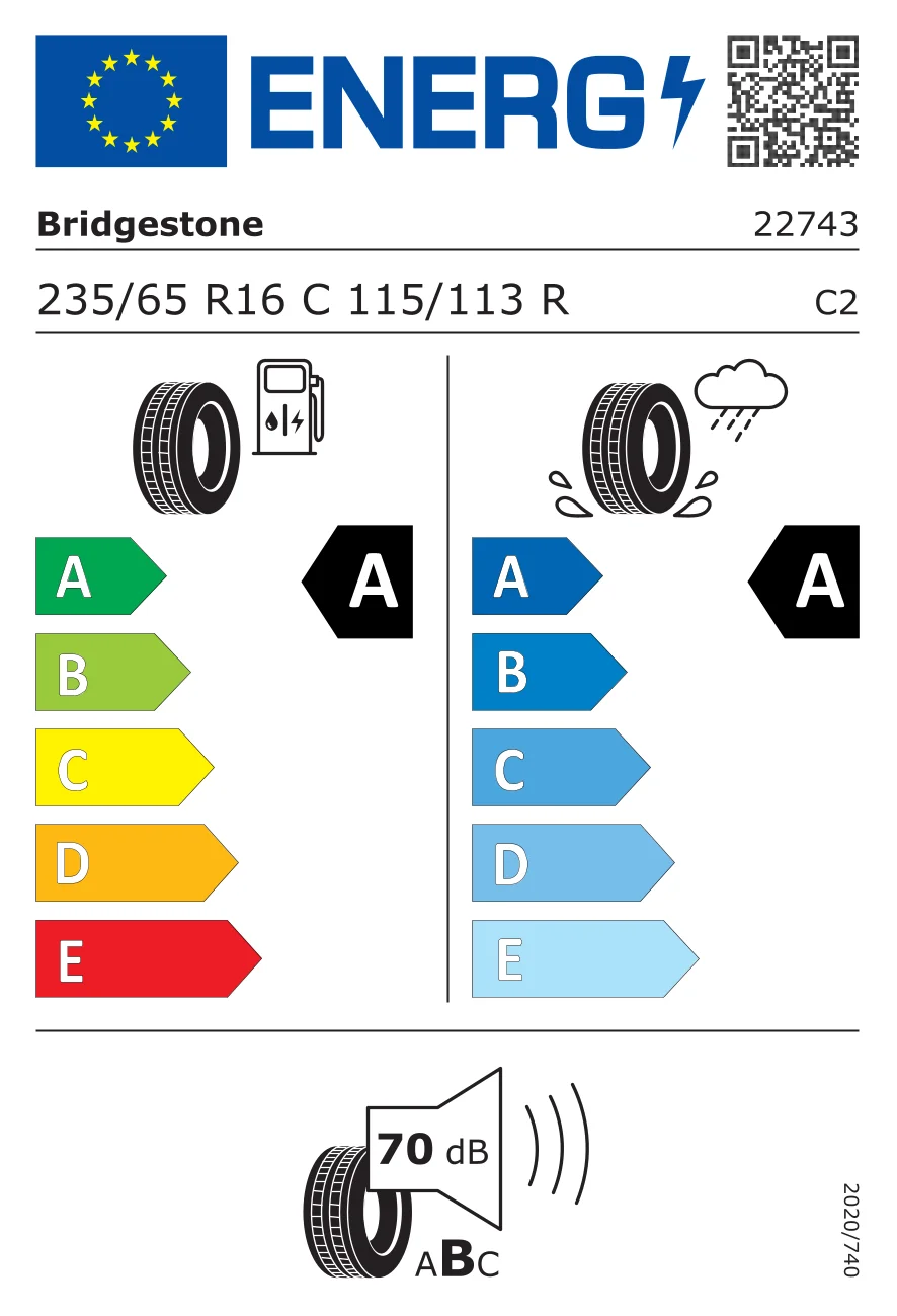 EU-däckmärkning: Bridgestone 235/65 R16 115R