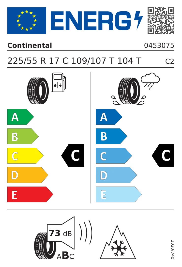EU-däckmärkning: Continental 225/55 R17 109T