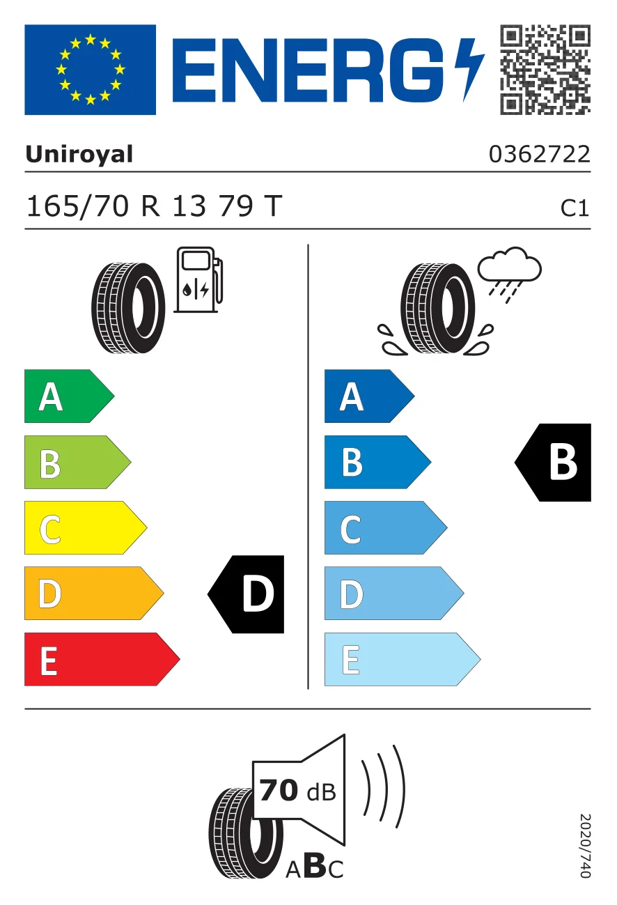 EU-Reifenlabel: Uniroyal 165/70 R13 79T