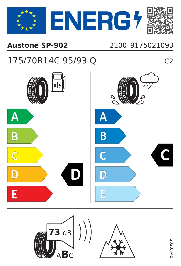 EU-däckmärkning: Austone 175/70 R14 95Q