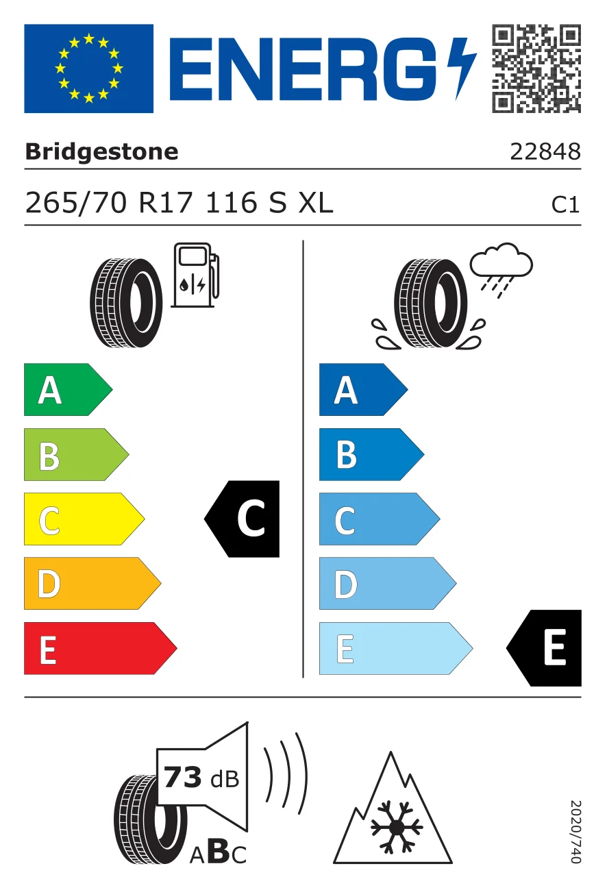 EU-bandenlabel: Bridgestone 265/70 R17 116S