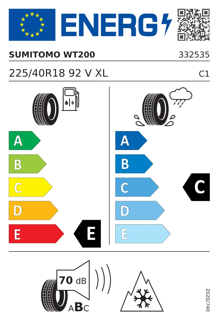 EU-däckmärkning: Sumitomo 225/40 R18 92V