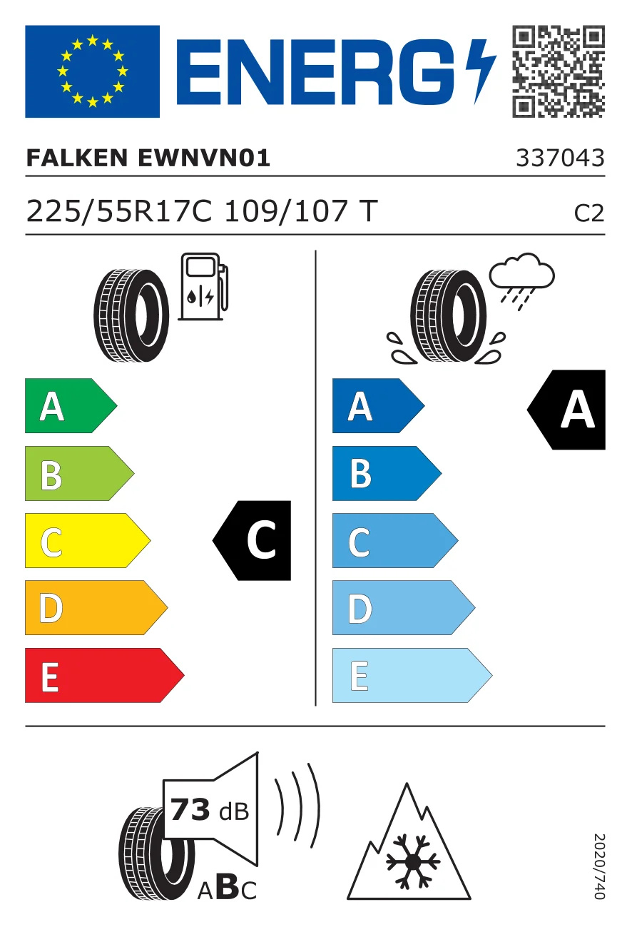 EU-däckmärkning: Falken 225/55 R17 109T