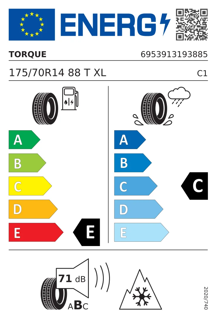 EU-däckmärkning: Torque 175/70 R14 88T