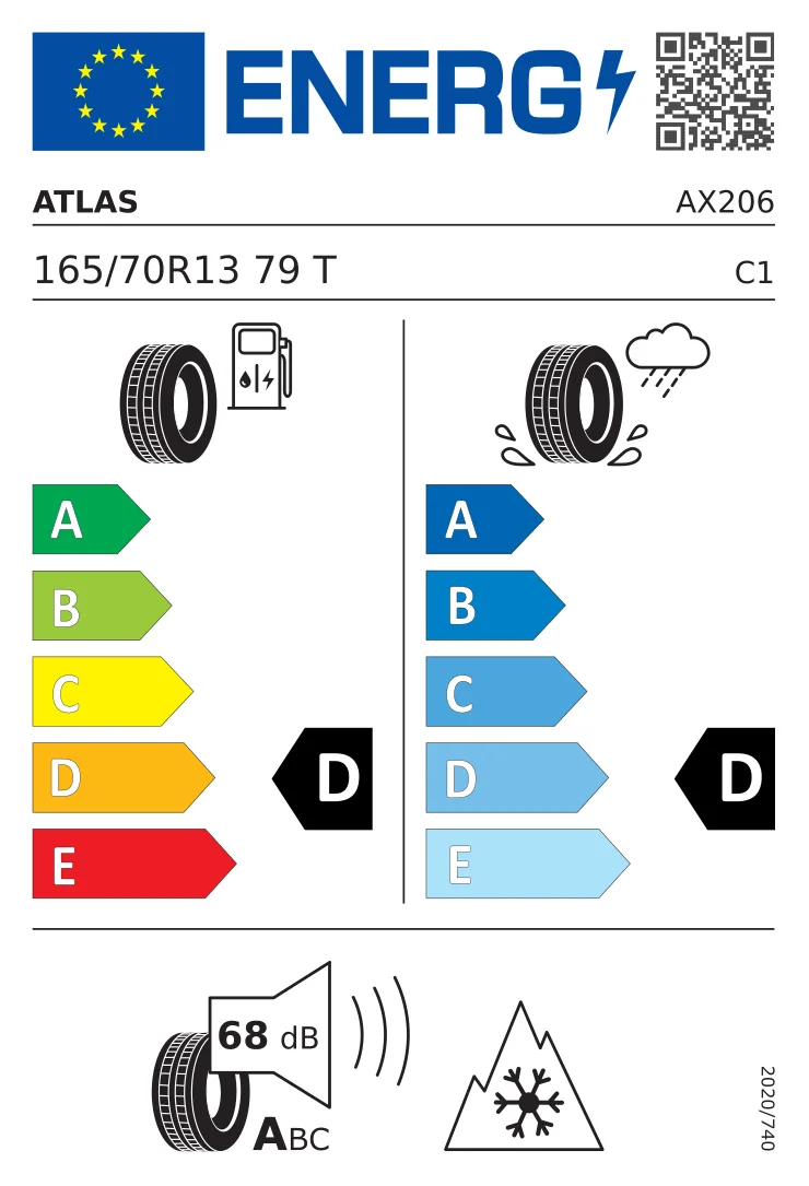 EU-däckmärkning: Atlas 165/70 R13 79T