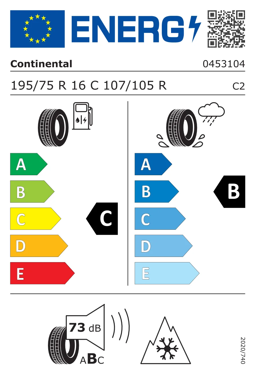 EU-däckmärkning: Continental 195/75 R16
