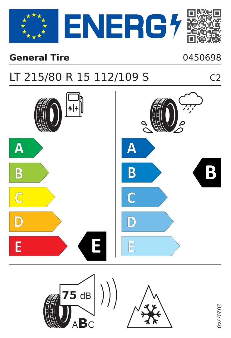 EU-bandenlabel: General 215/80 R15 112S