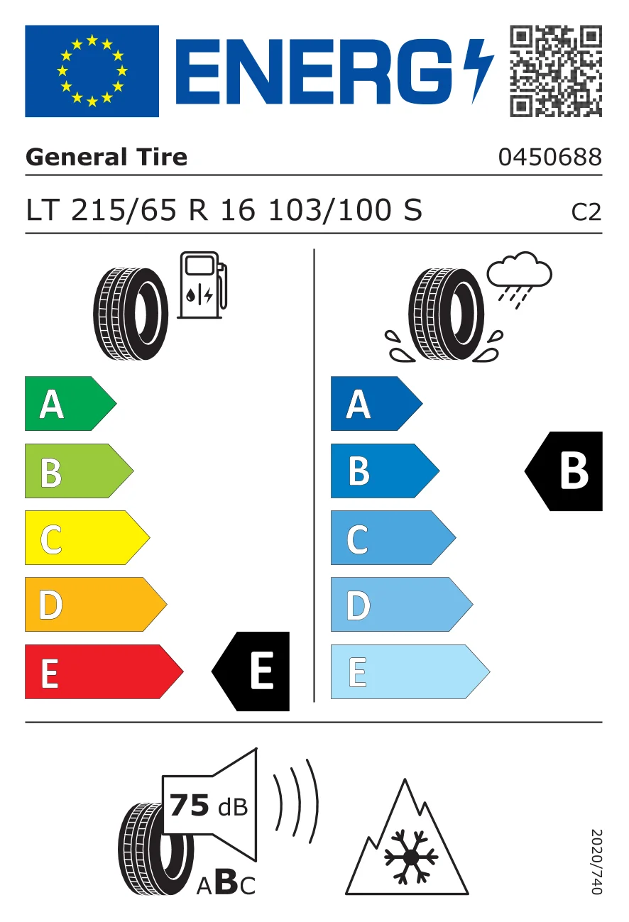 EU tyre label: General 215/65 R16 103S